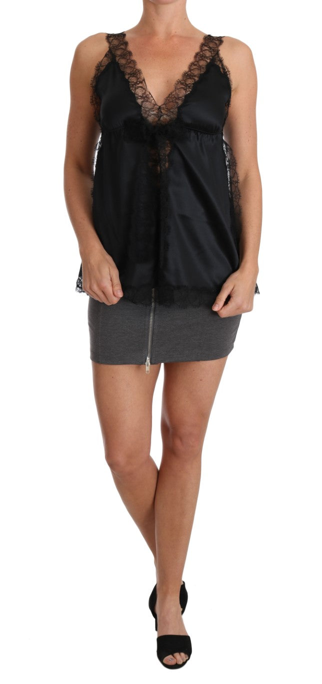 Lingerie Cami Zwart Kant Zijde Stretch