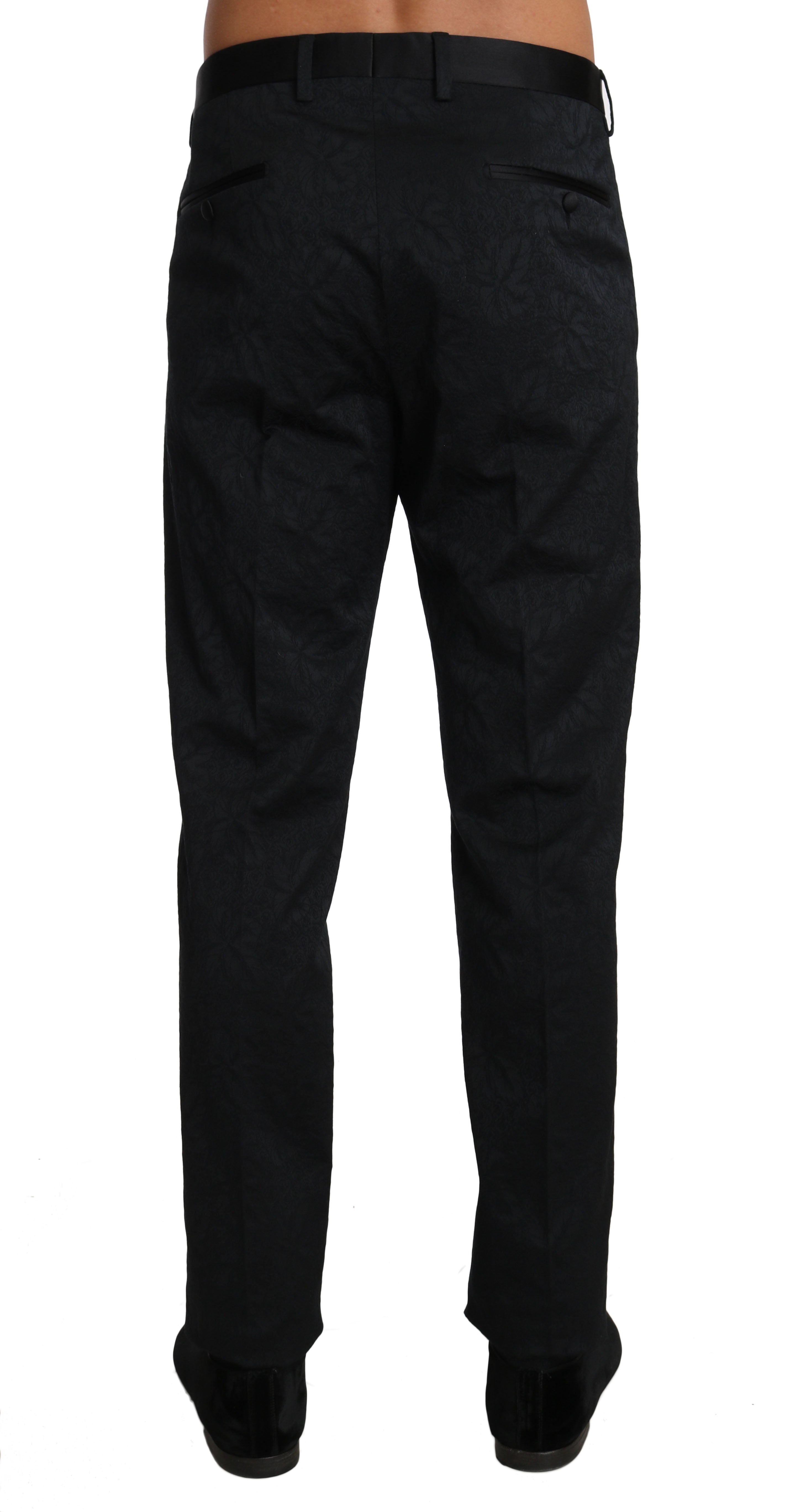 Zwarte katoenen brokaat formele broek