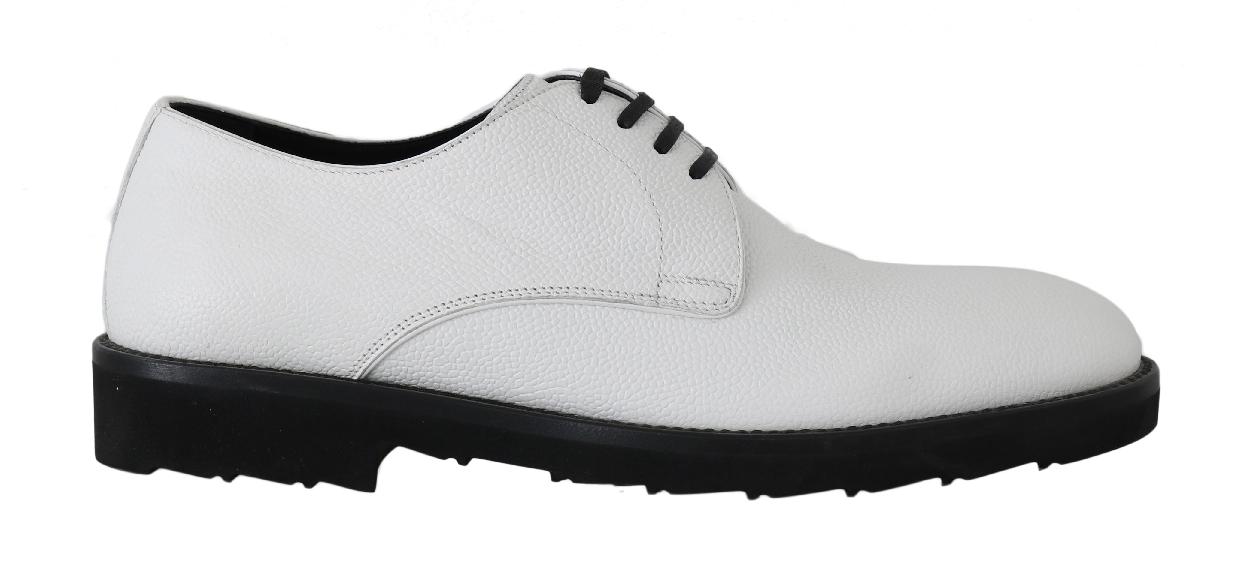 Witte leren derby-jurk formele schoenen