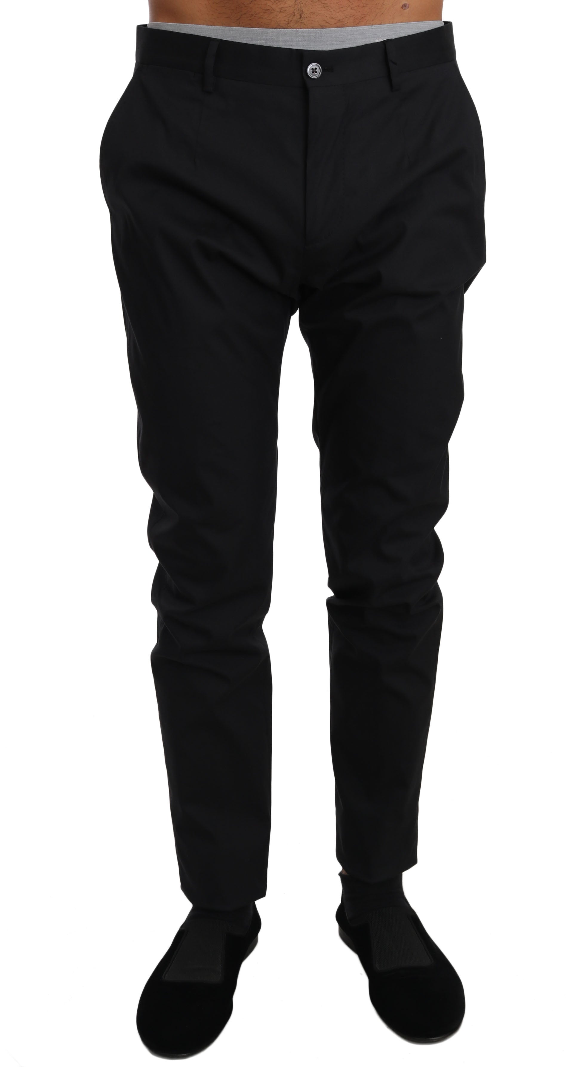 Zwarte katoenen stretch formele broek