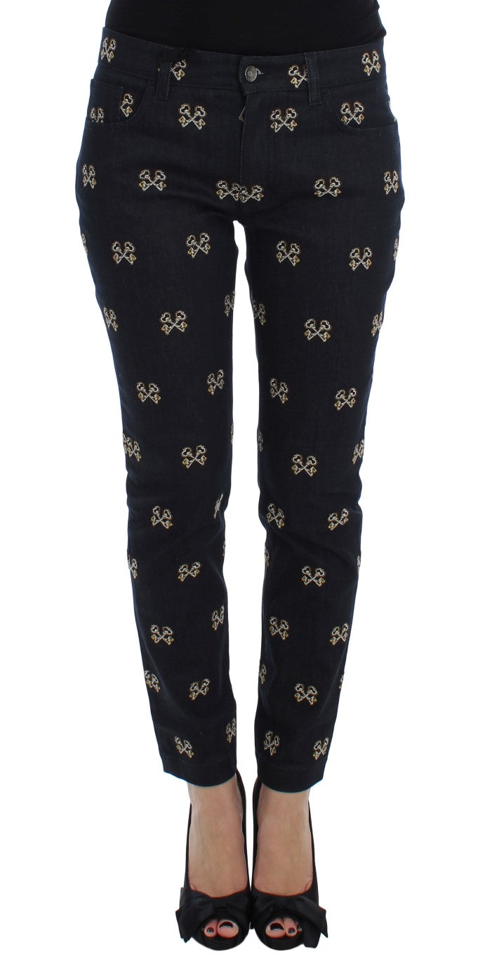Blue Key geborduurde slim fit KATE-jeans
