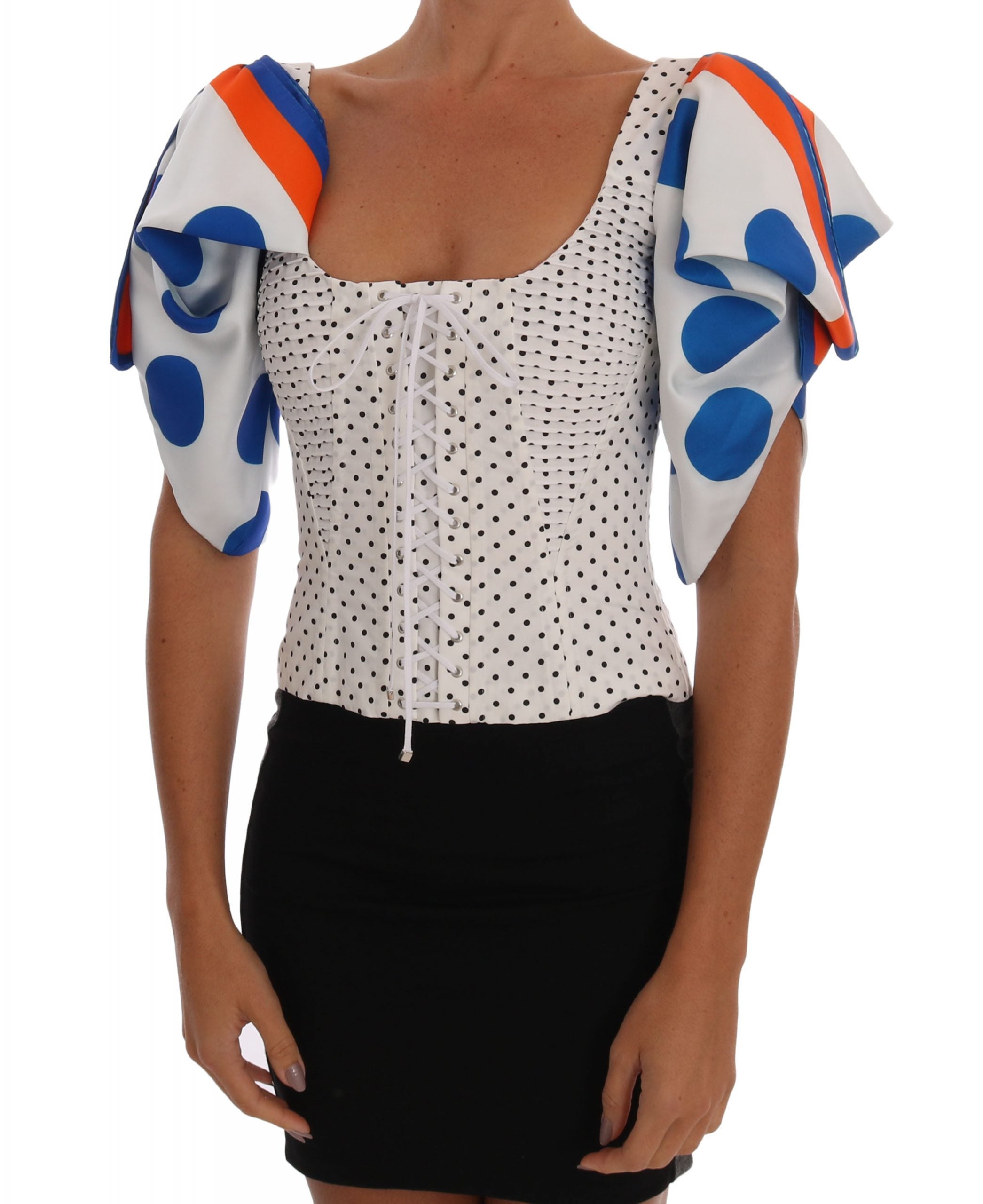 Witte Polka Zijden Corset Bustier Top