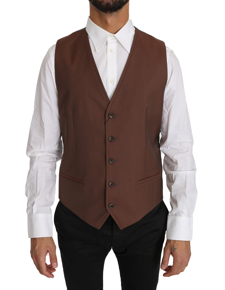 Bruin wollen zijden vest