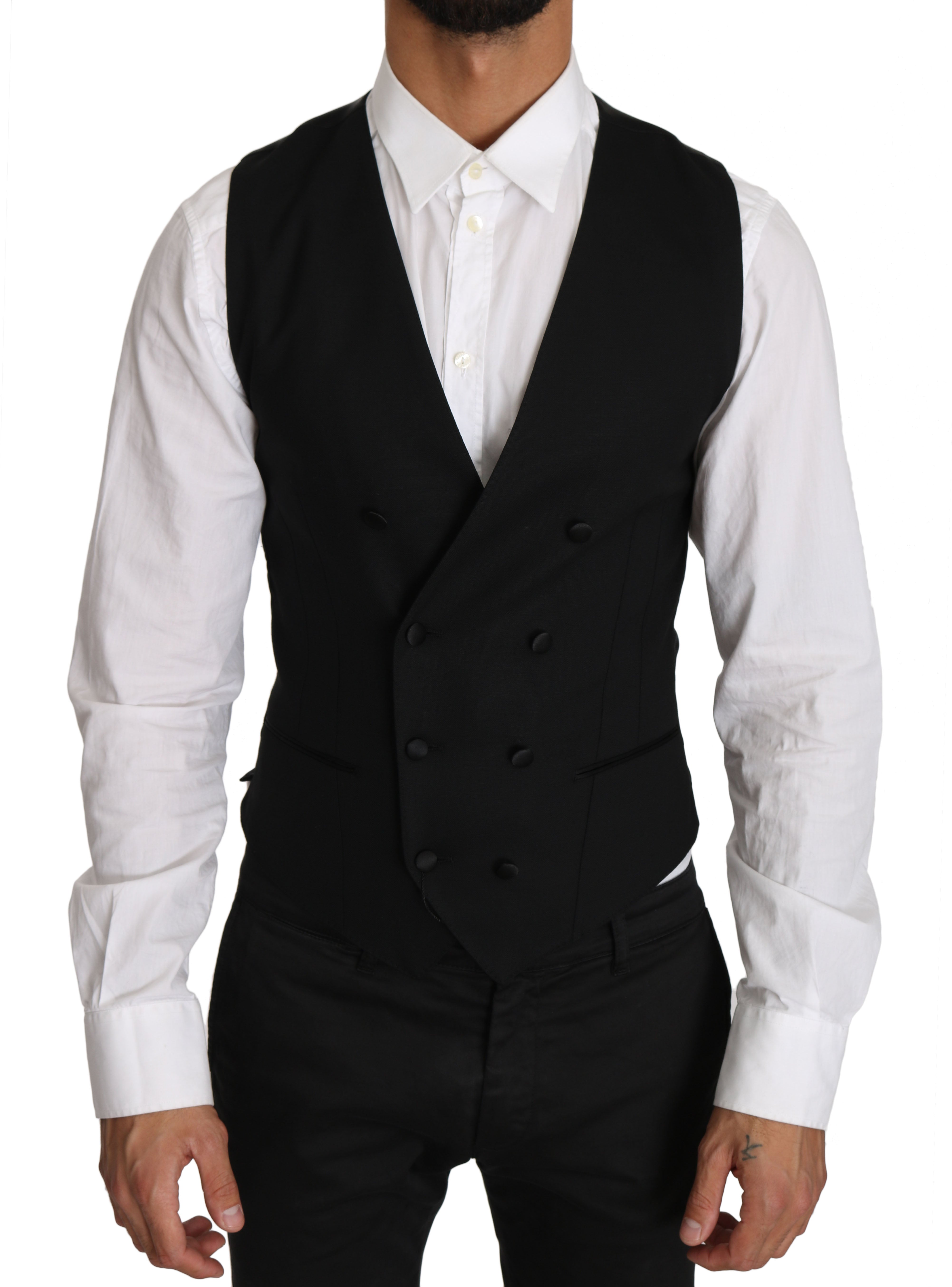 Grijs wollen dubbelrijs vest