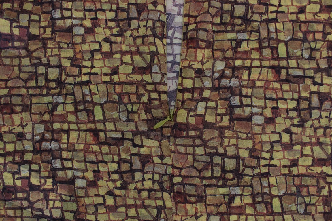 Veelkleurige mozaïekprint zijden blouse T-shirt