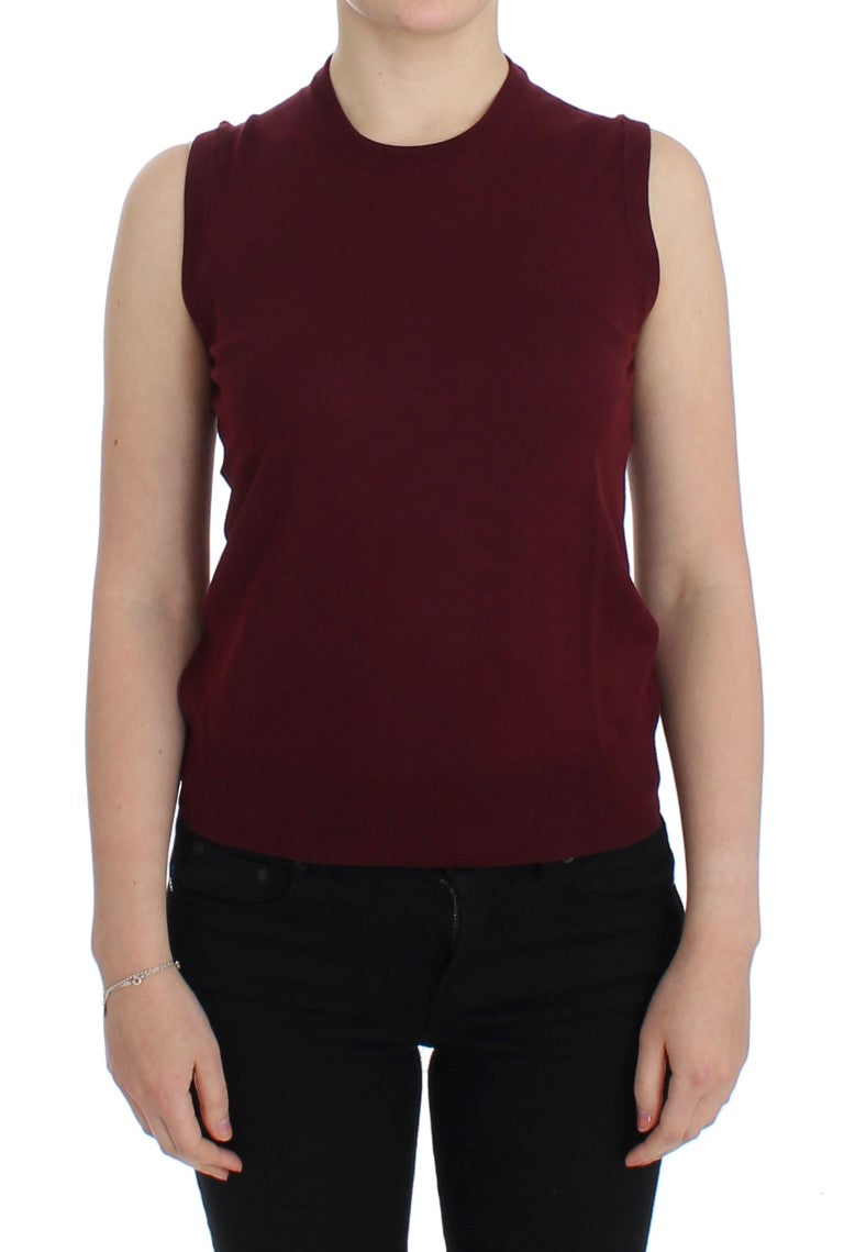 Rode mouwloze ronde hals vest pullover