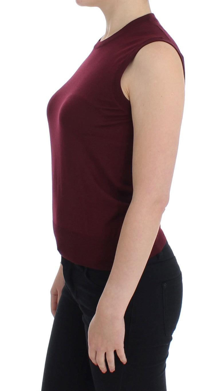 Rode mouwloze ronde hals vest pullover