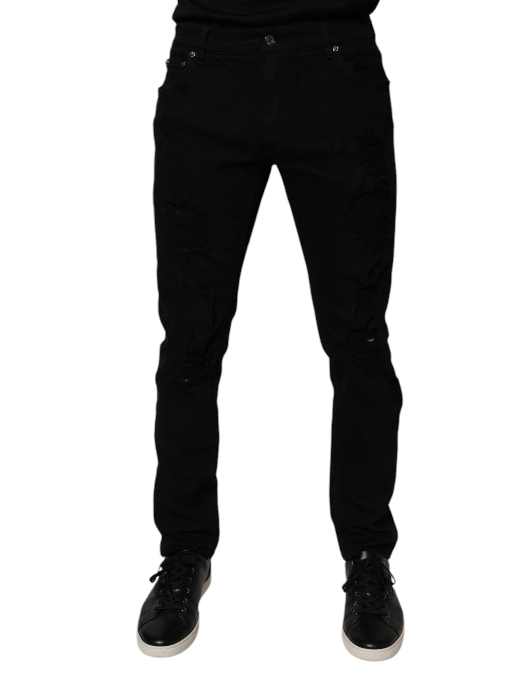 Zwarte skinny jeans van gescheurd katoen voor heren