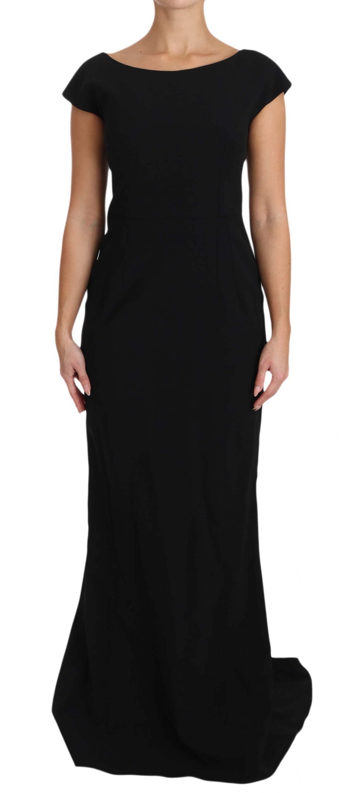 Zwarte stretch fit flare maxi-jurk