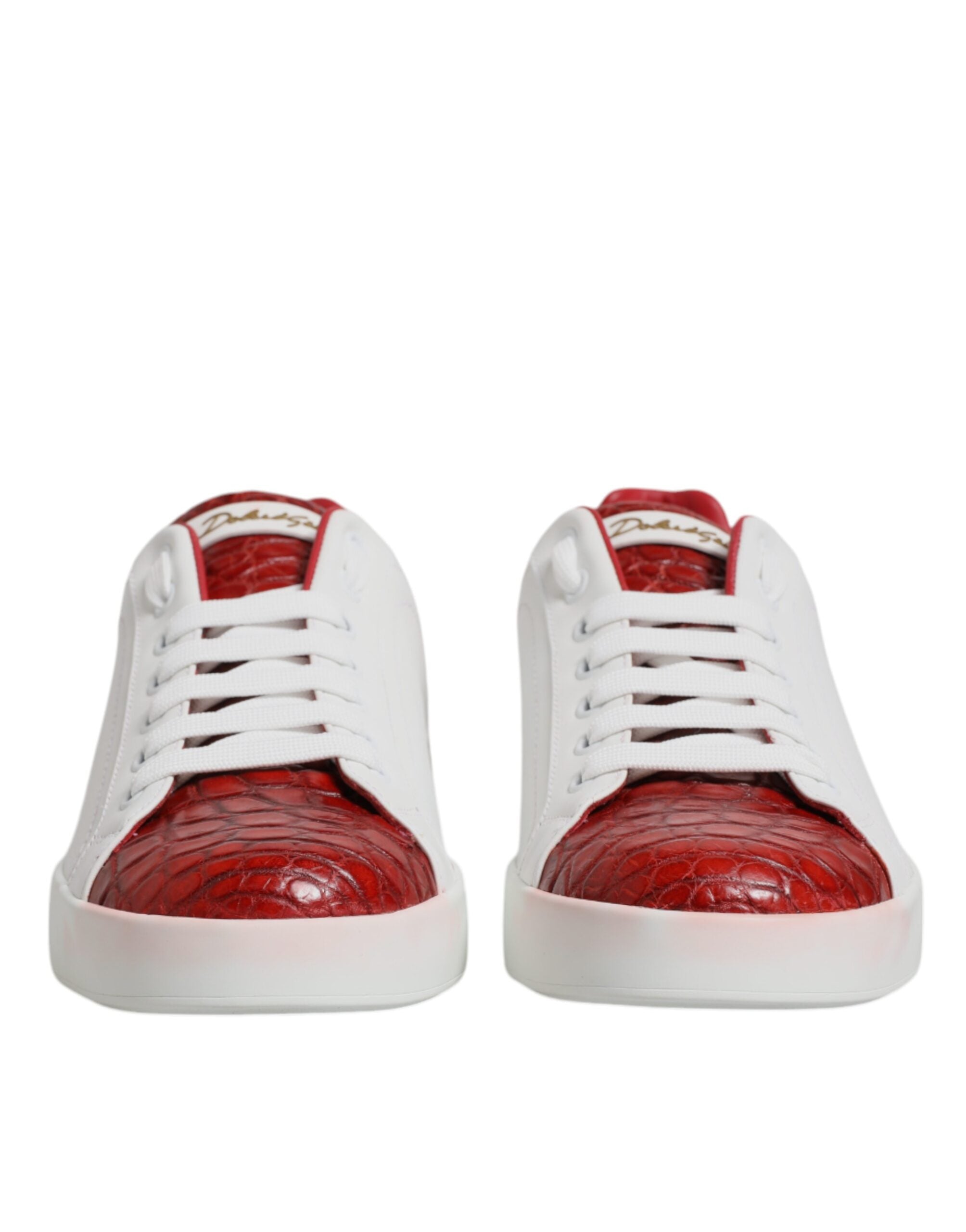 Witte rode leren Portofino heren sneaker schoenen