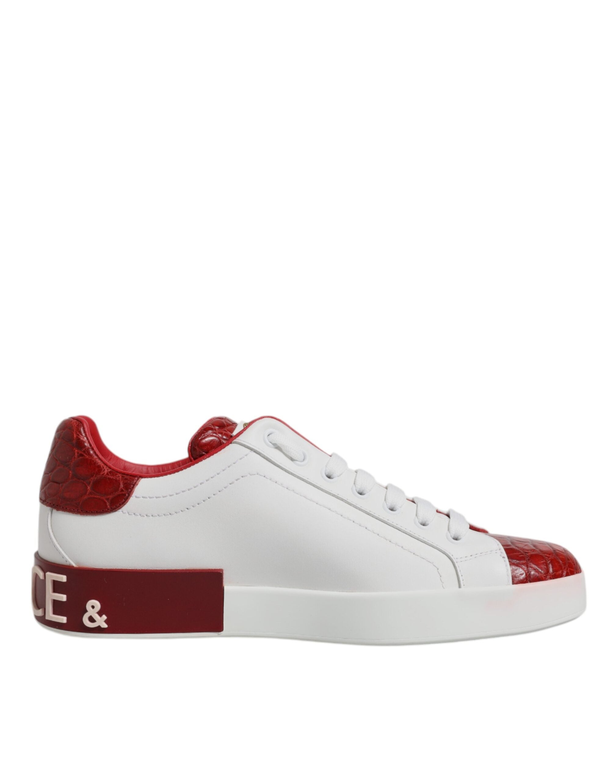 Witte rode leren Portofino heren sneaker schoenen