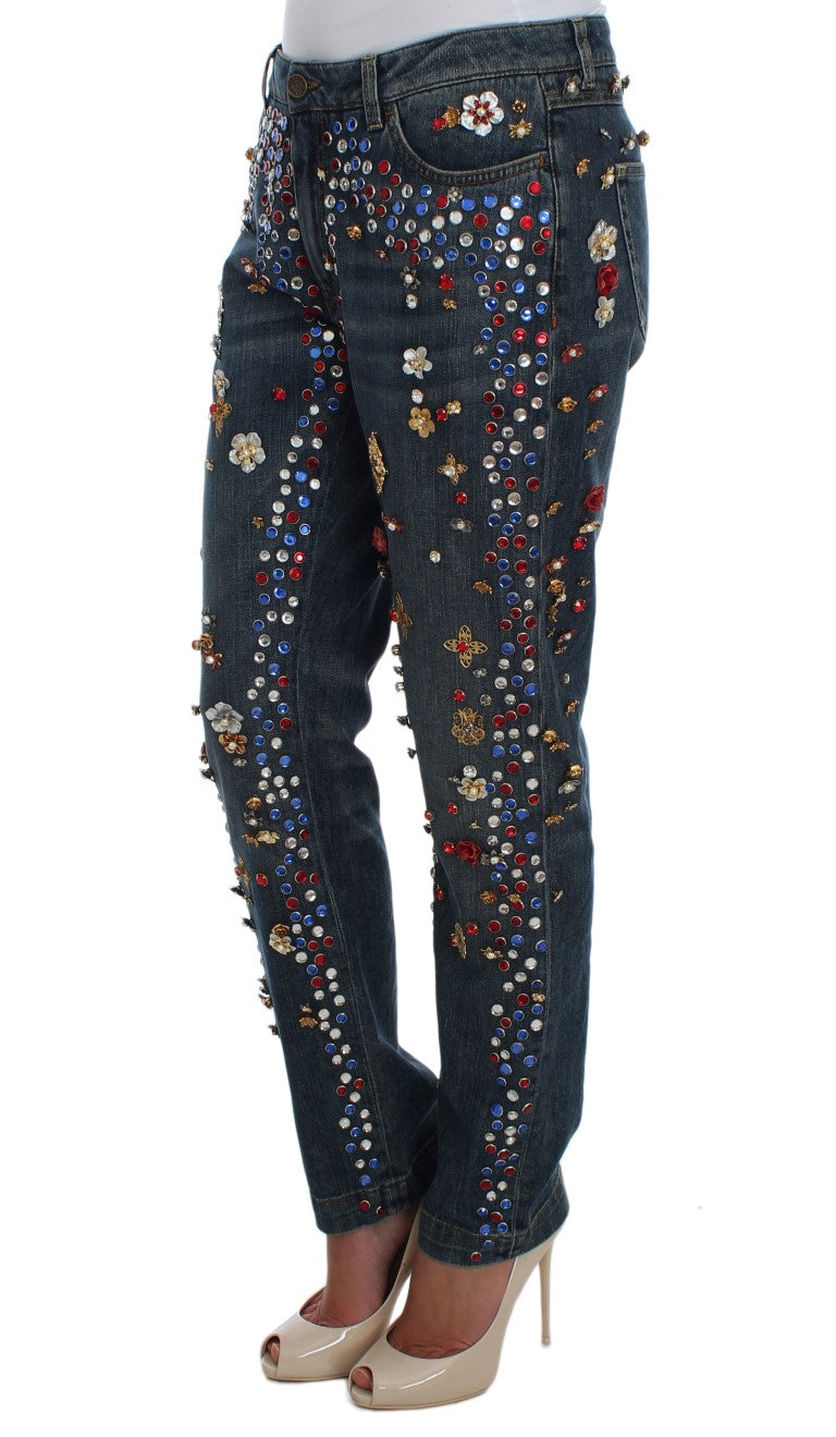 Kristallen rozen hart versierde jeans