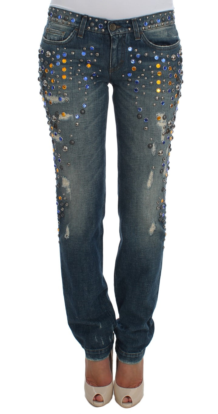 Met kristallen versierde GIRLY Slim Fit Jeans