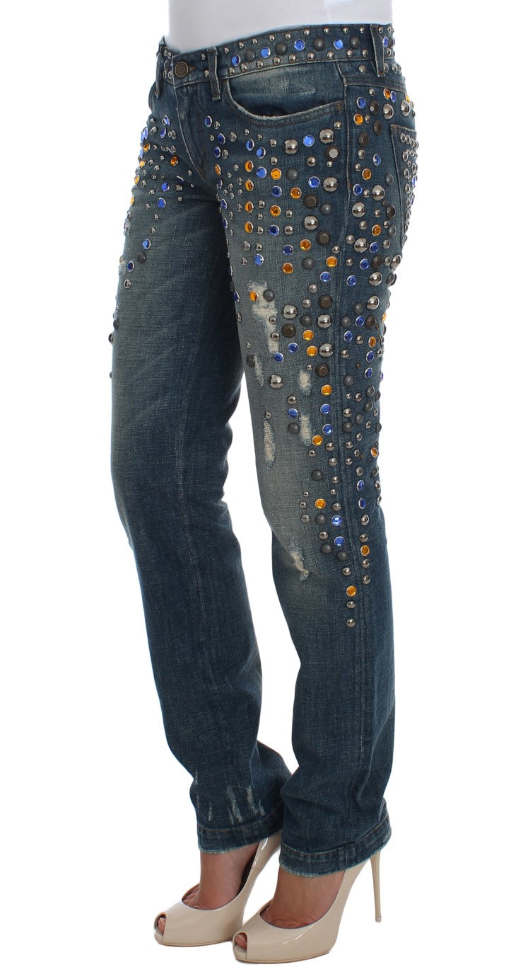 Met kristallen versierde GIRLY Slim Fit Jeans