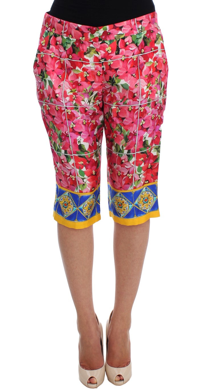 Veelkleurige bloemenkniebroek met capribroek