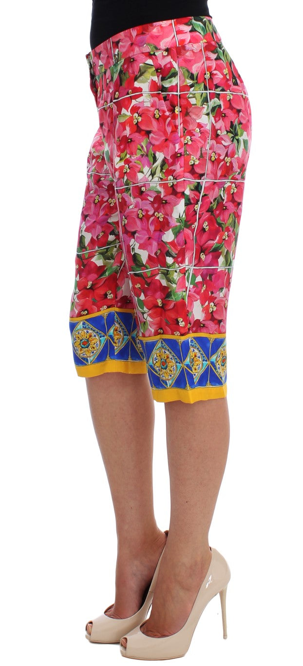 Veelkleurige bloemenkniebroek met capribroek
