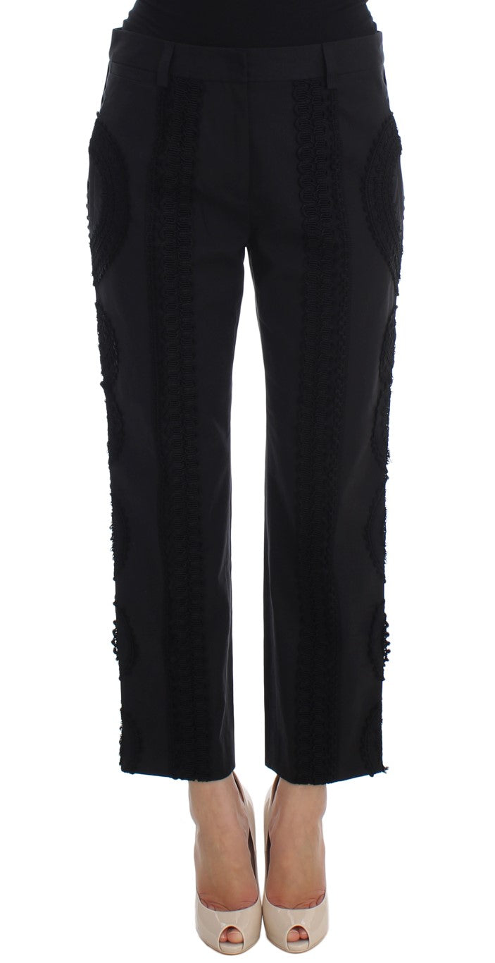 Zwarte katoenen stretch torero caprisbroek