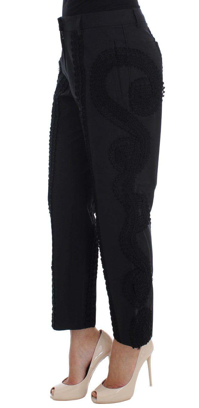 Zwarte katoenen stretch torero caprisbroek