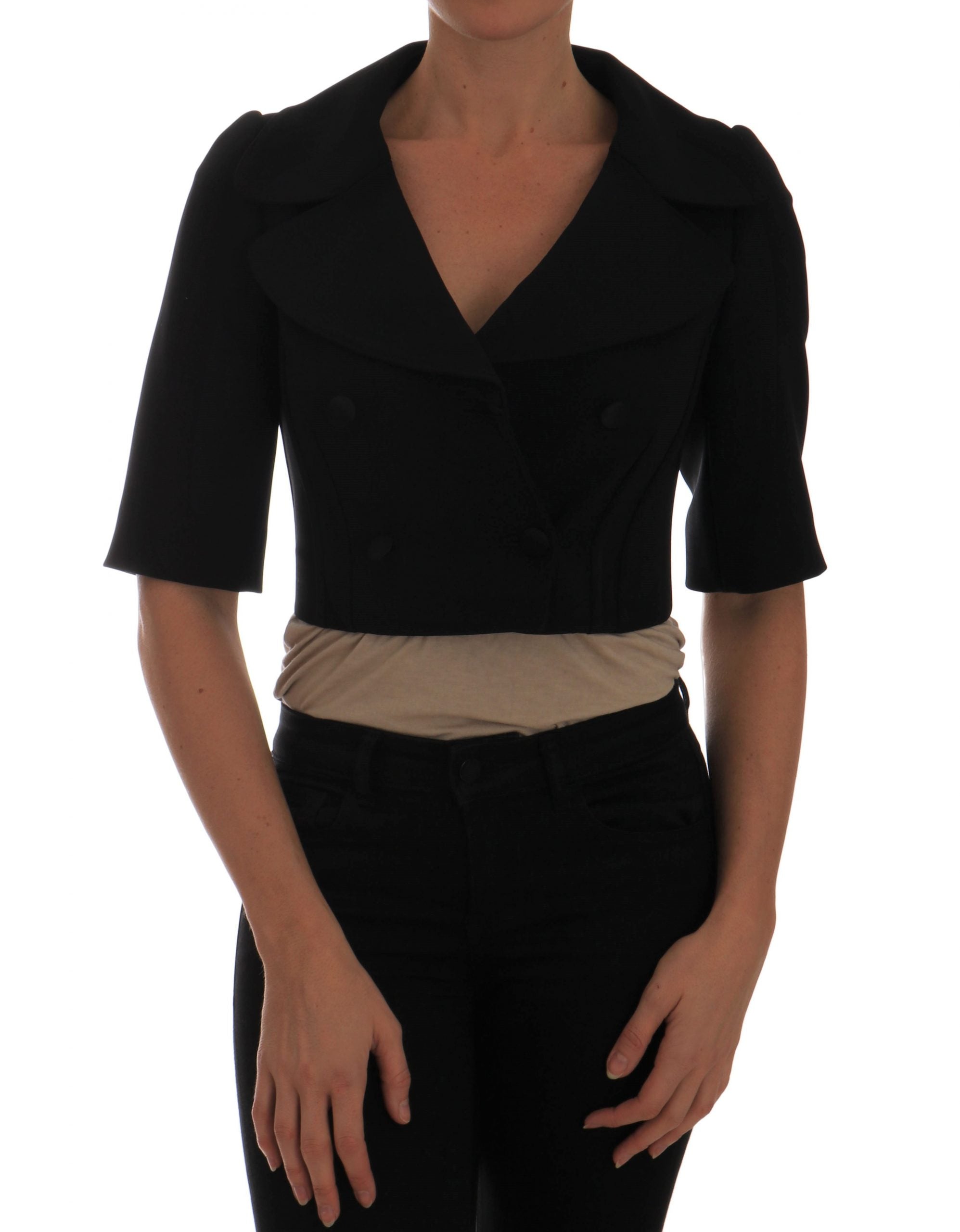 Zwarte korte cropped jasblazer