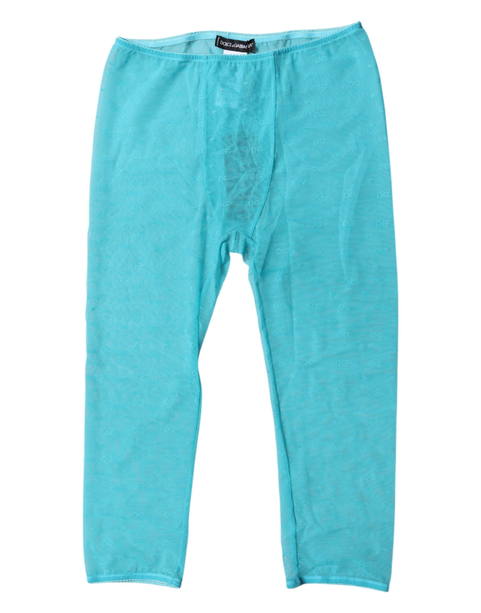 Blue Logo Lace Lingerie Cropped Tight Underwear