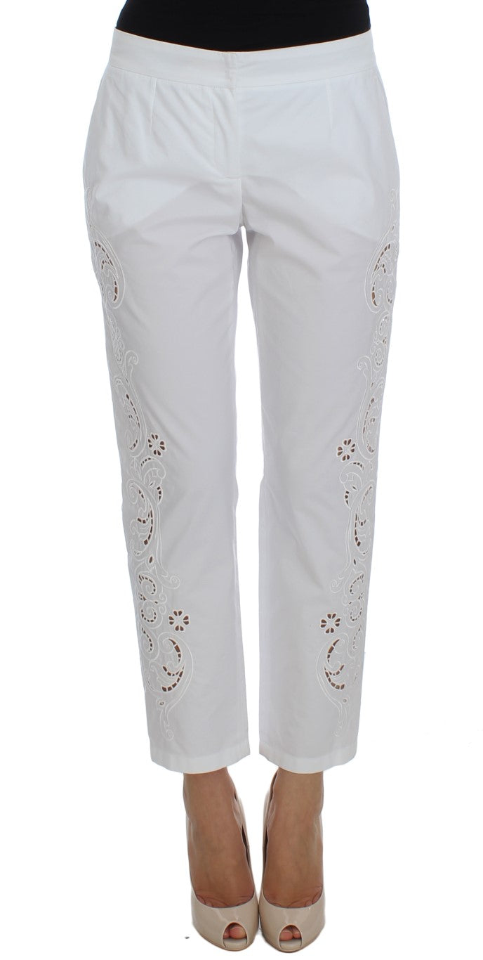 Witte bloemenjurk met uitgesneden Siciliaanse broek