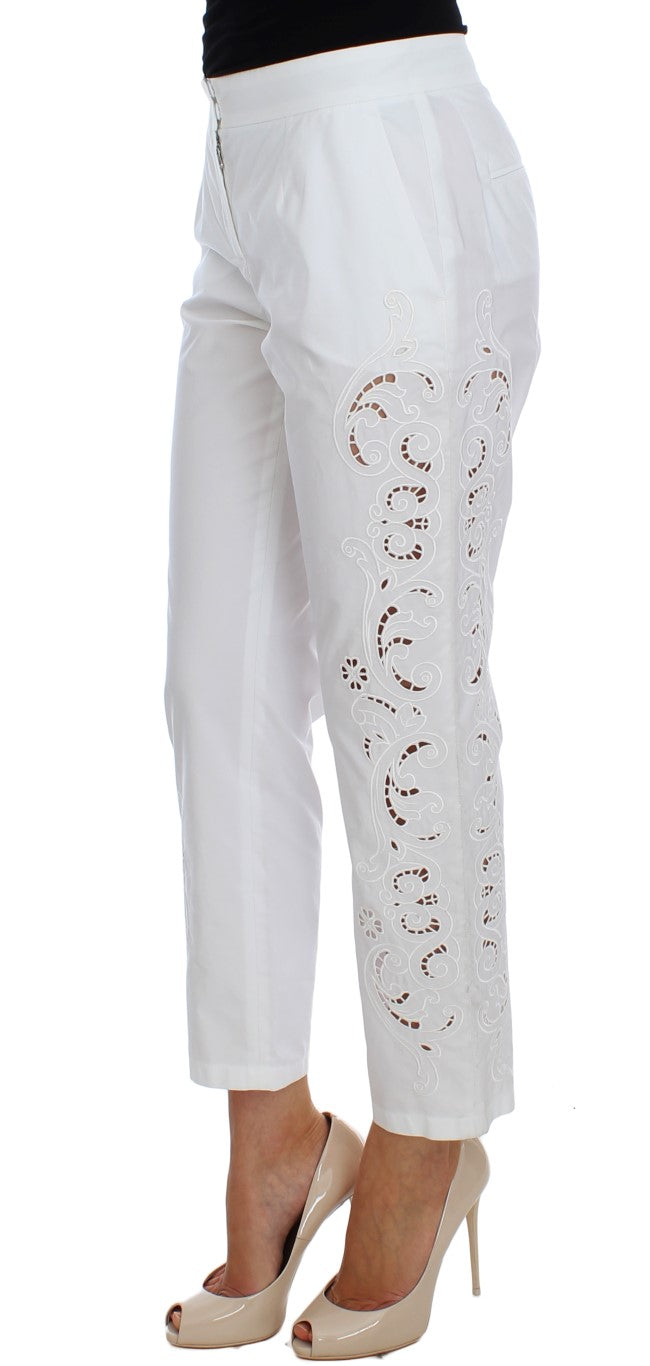 Witte bloemenjurk met uitgesneden Siciliaanse broek
