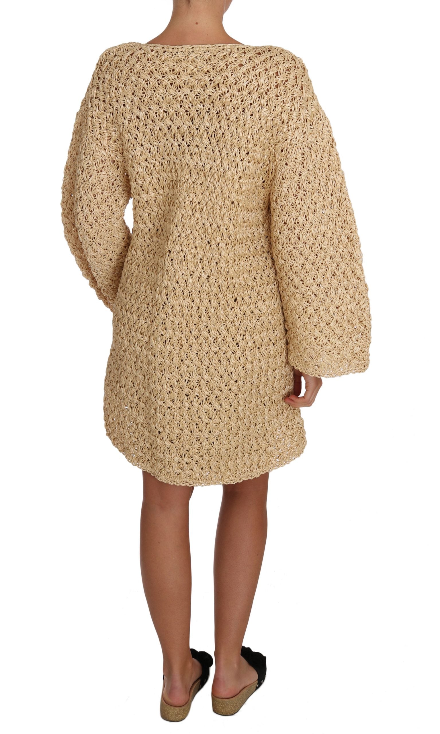 Beige Cardigan Haak Gebreide Raffiatrui