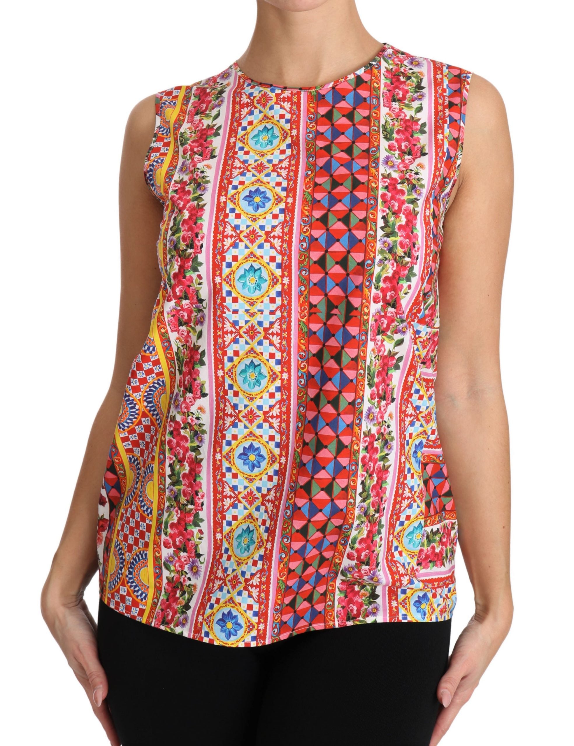 Carretto Print Tanktop van puur katoen met bloemenprint