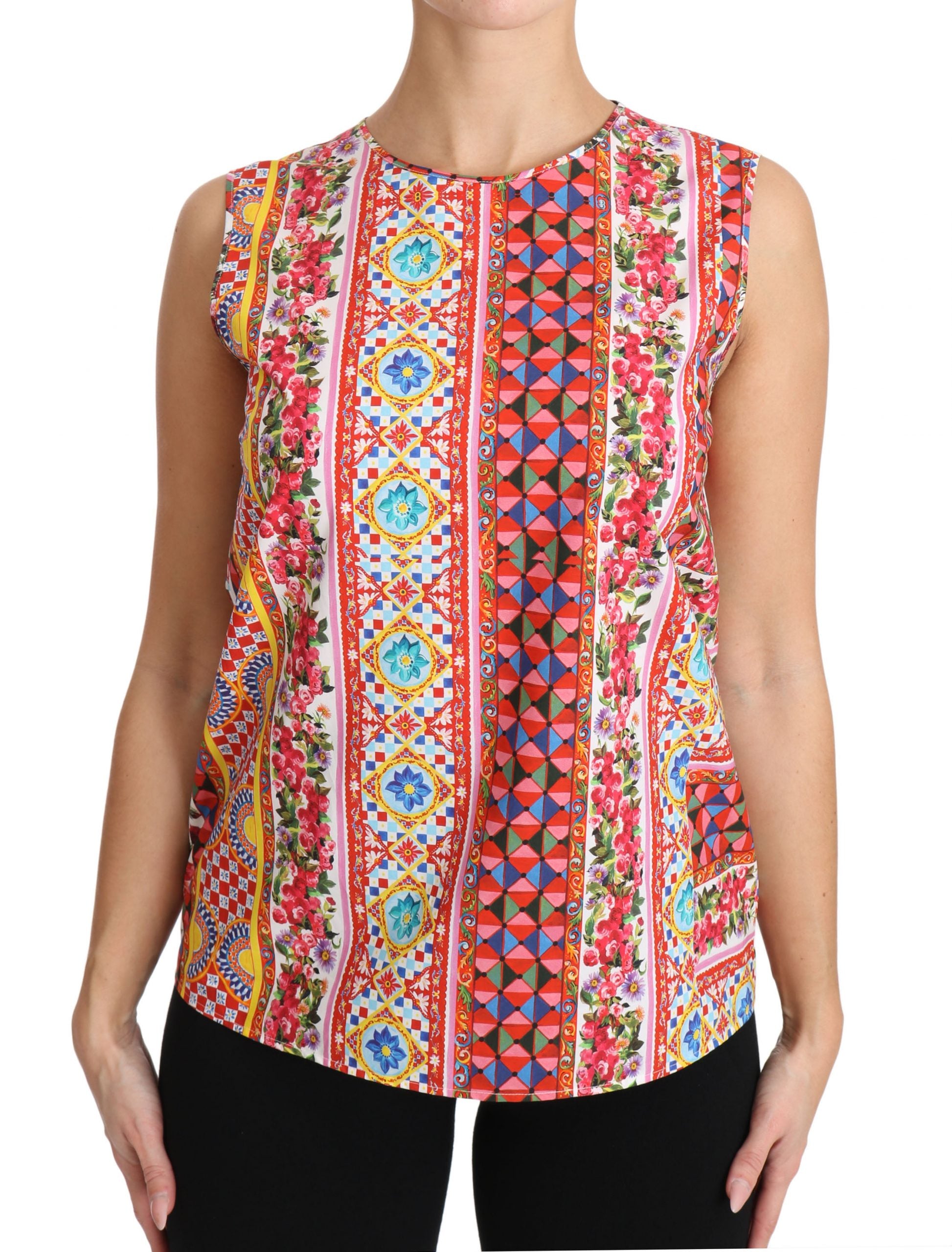 Carretto Print Tanktop van puur katoen met bloemenprint