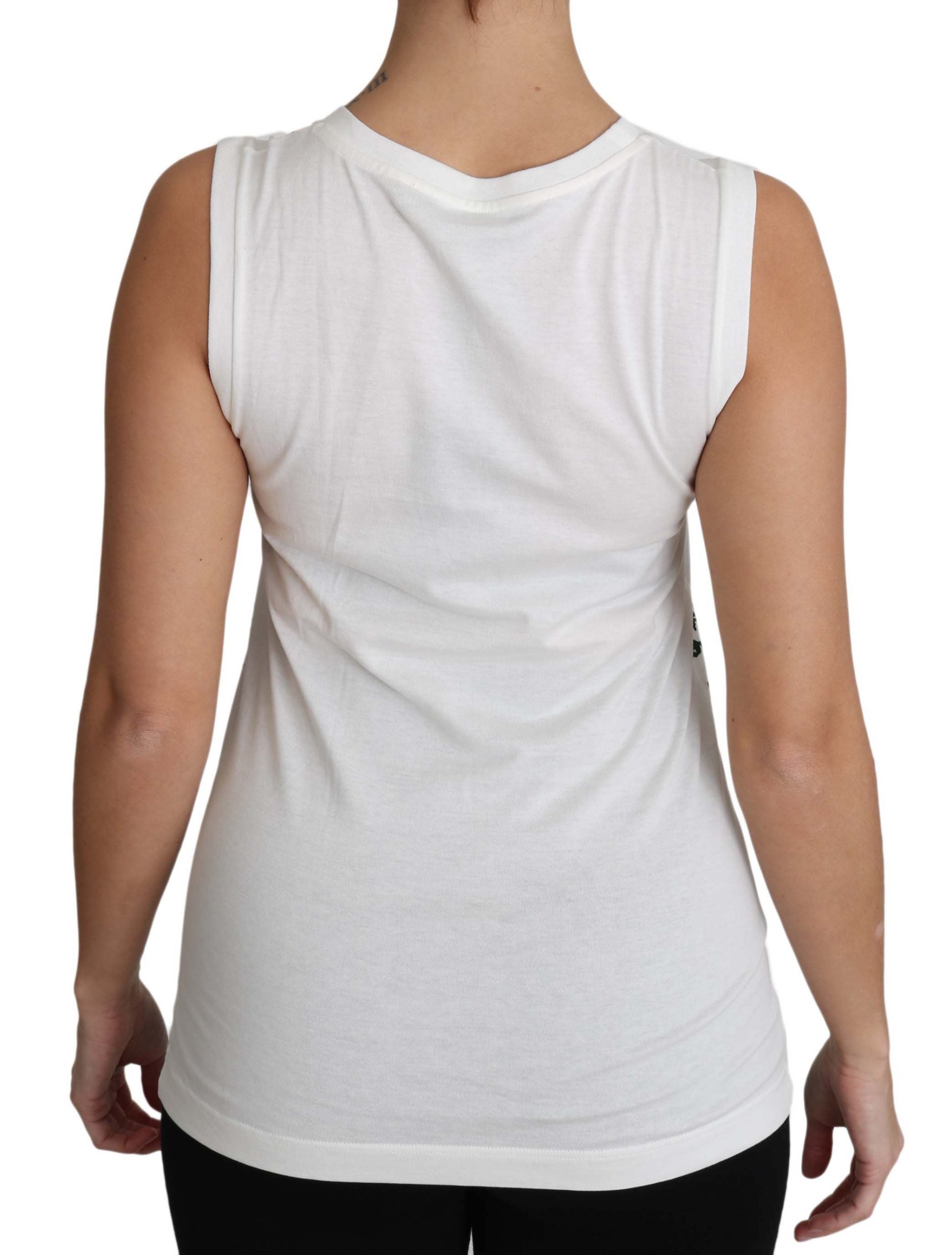 Witte katoenen #dgfamily mouwloze tanktop
