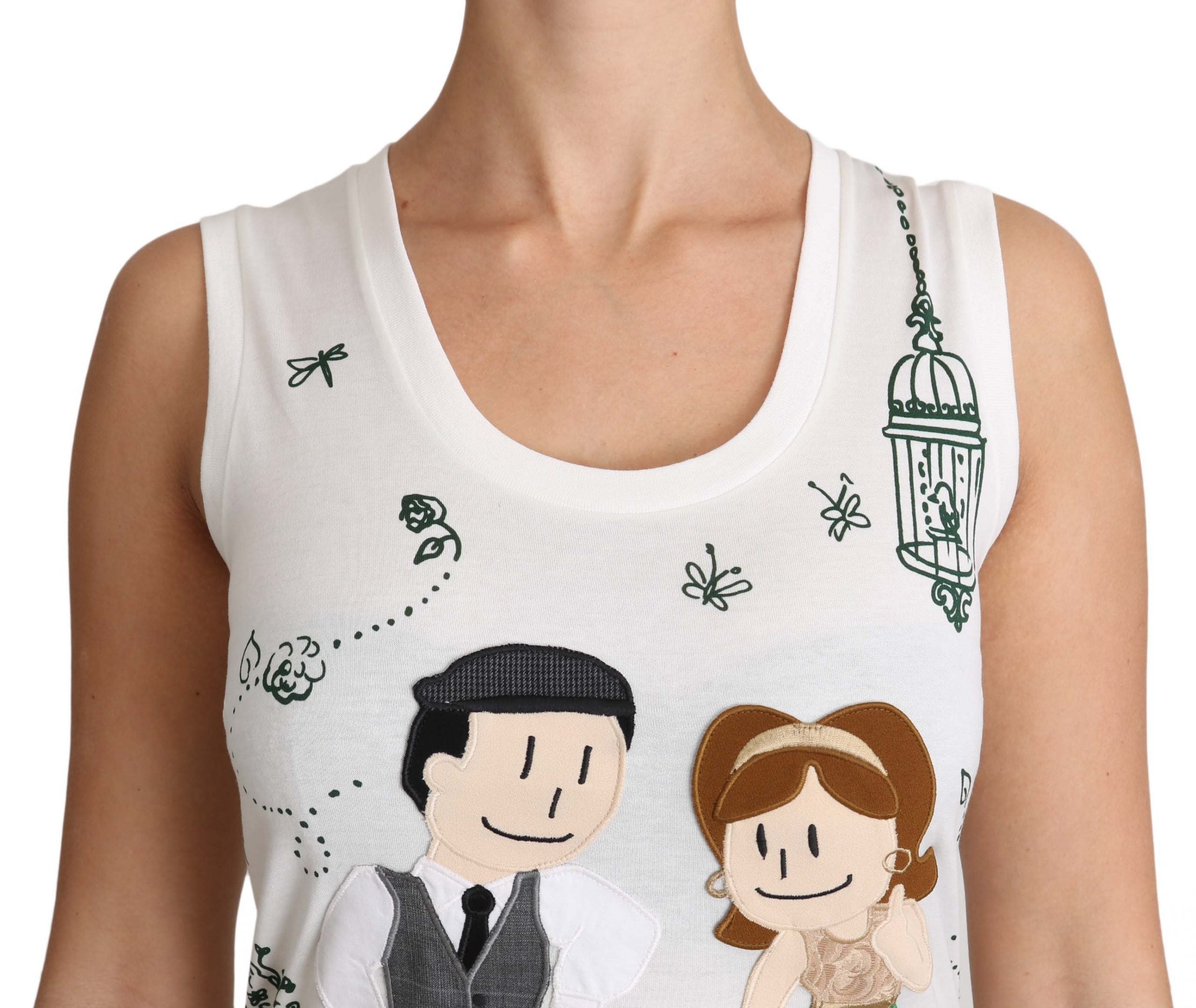 Witte katoenen #dgfamily mouwloze tanktop