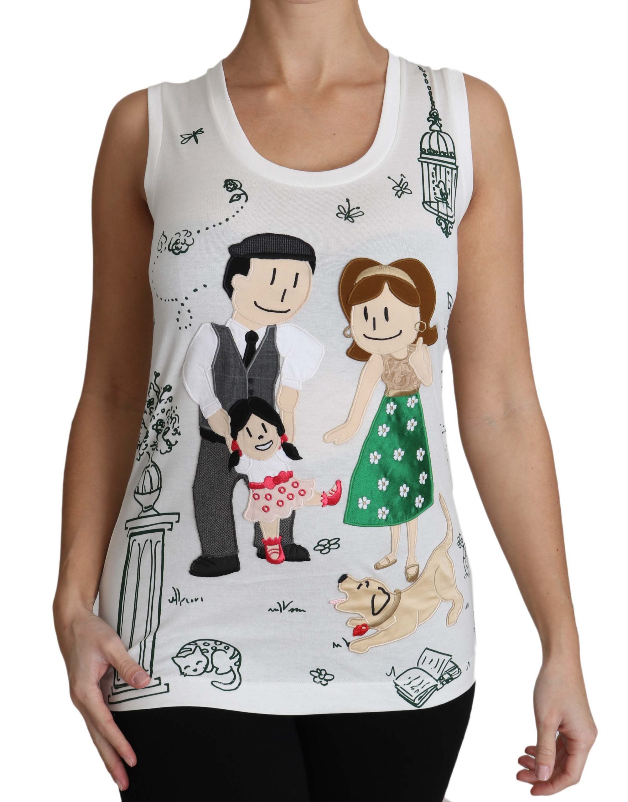 Witte katoenen #dgfamily mouwloze tanktop