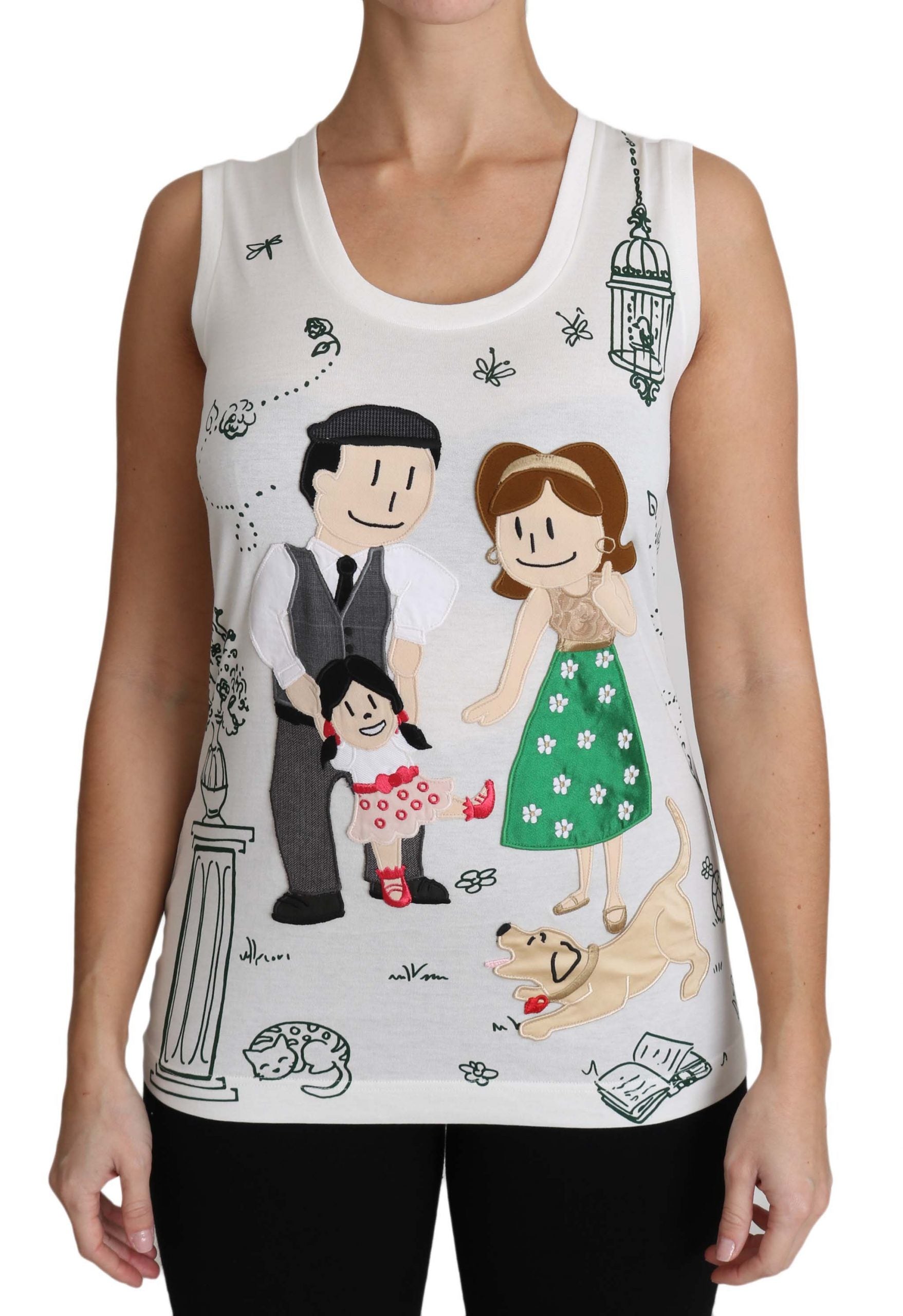 Witte katoenen #dgfamily mouwloze tanktop