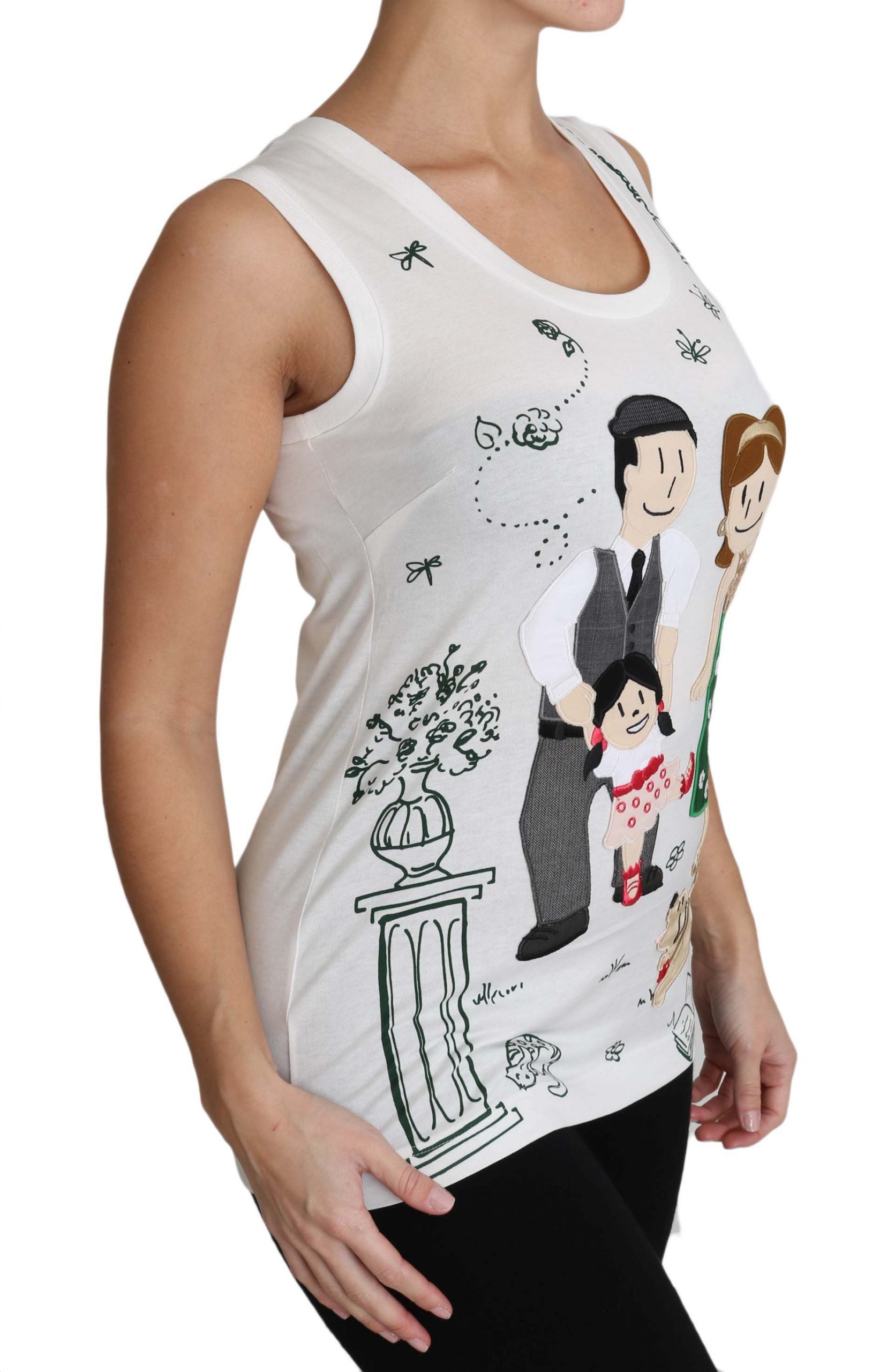 Witte katoenen #dgfamily mouwloze tanktop