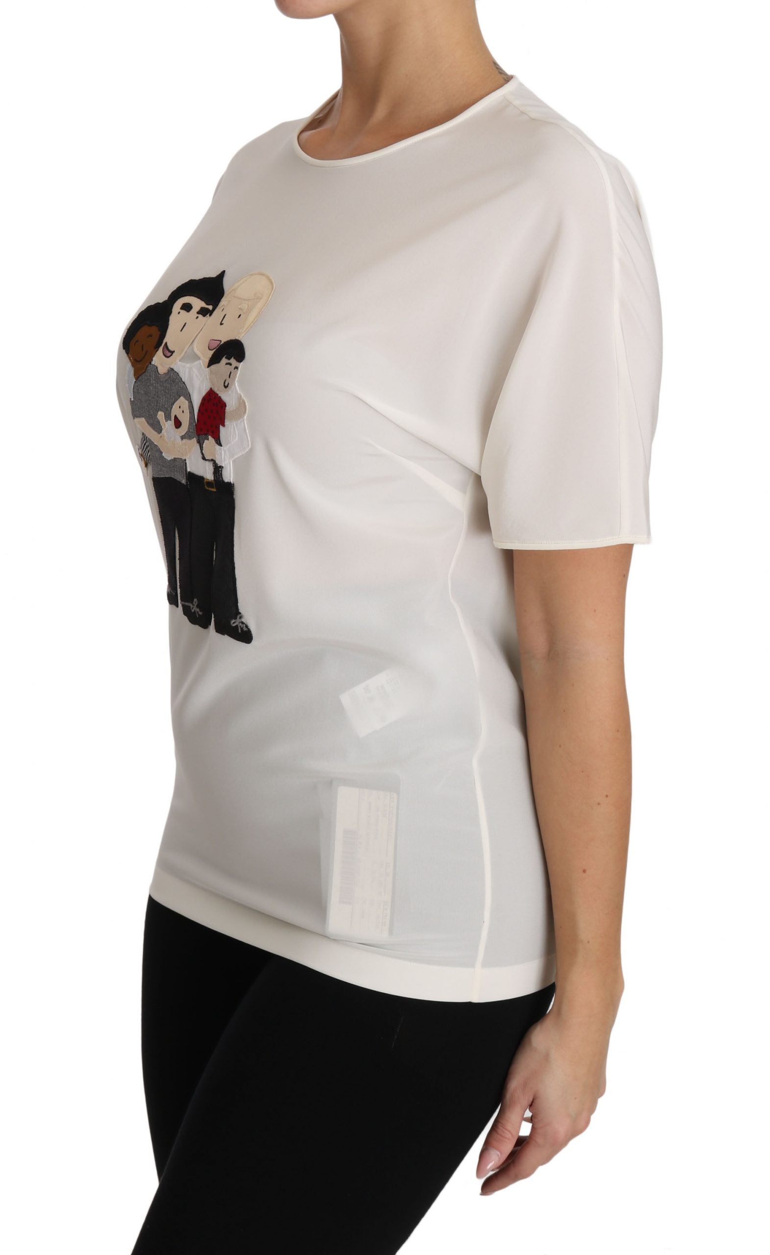 Wit zijden stretch #dgfamily T-shirt