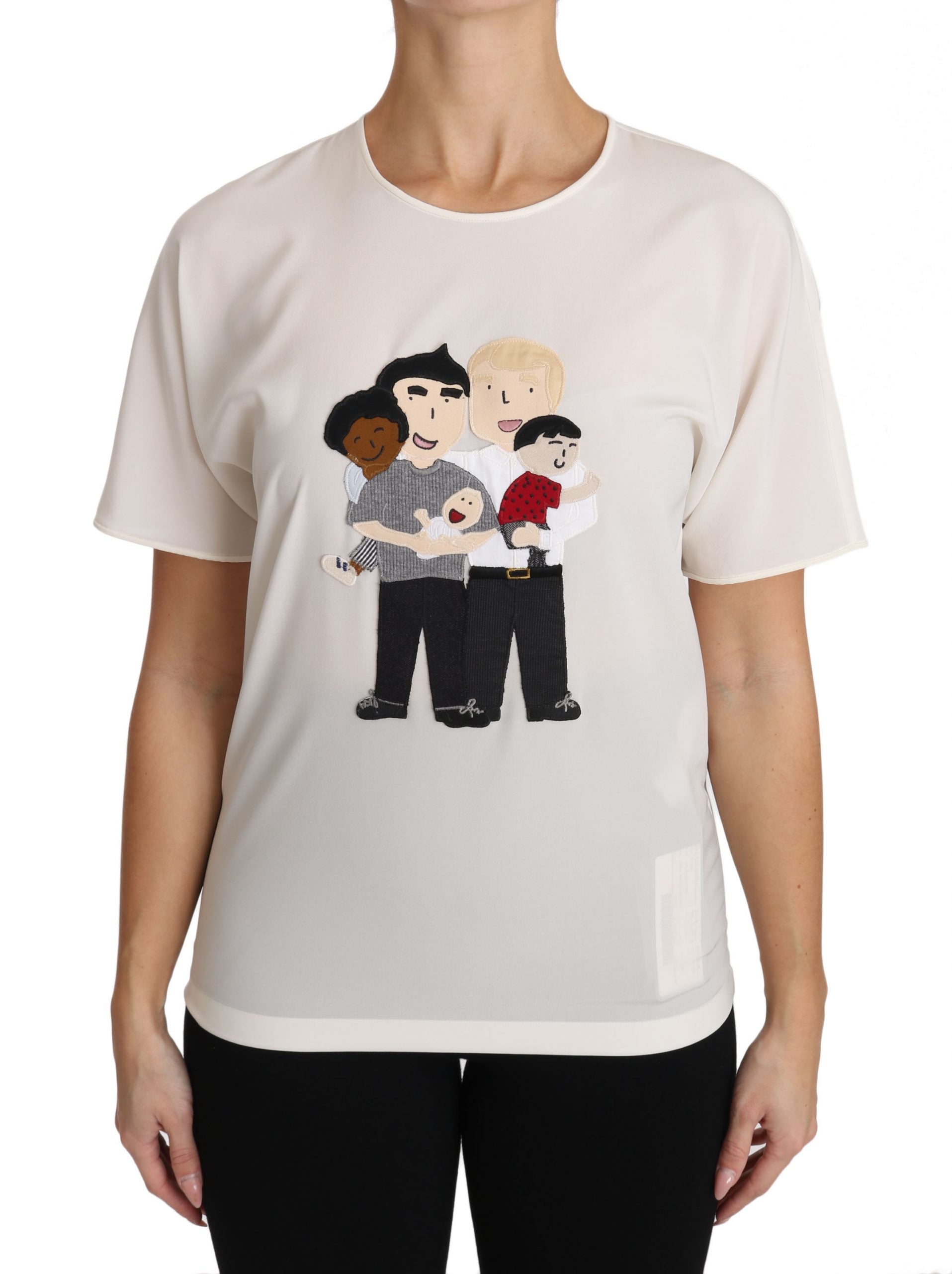 Wit zijden stretch #dgfamily T-shirt