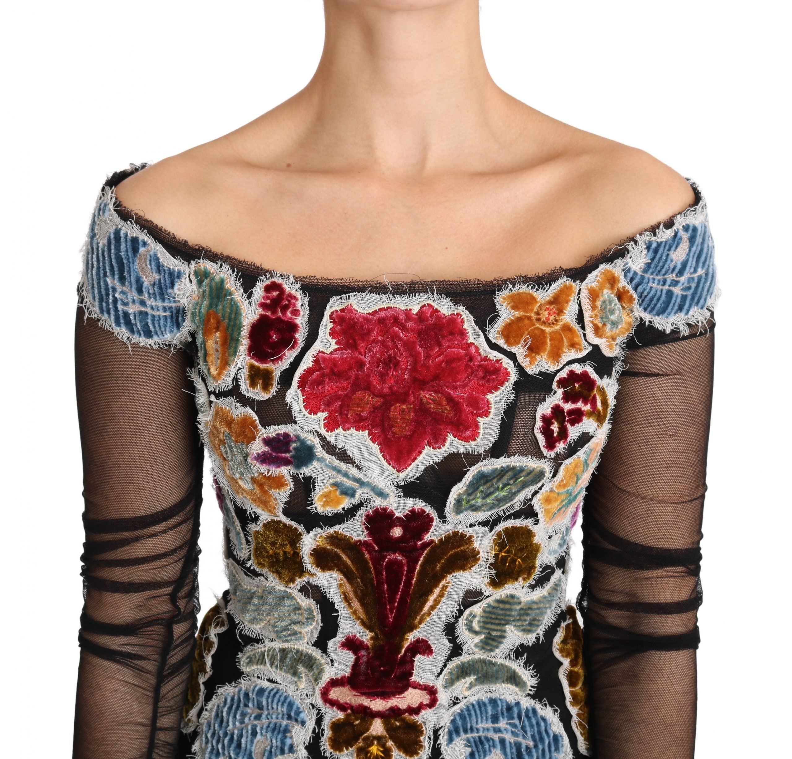 Zwarte bloemen Ricamo top T-shirt blouse