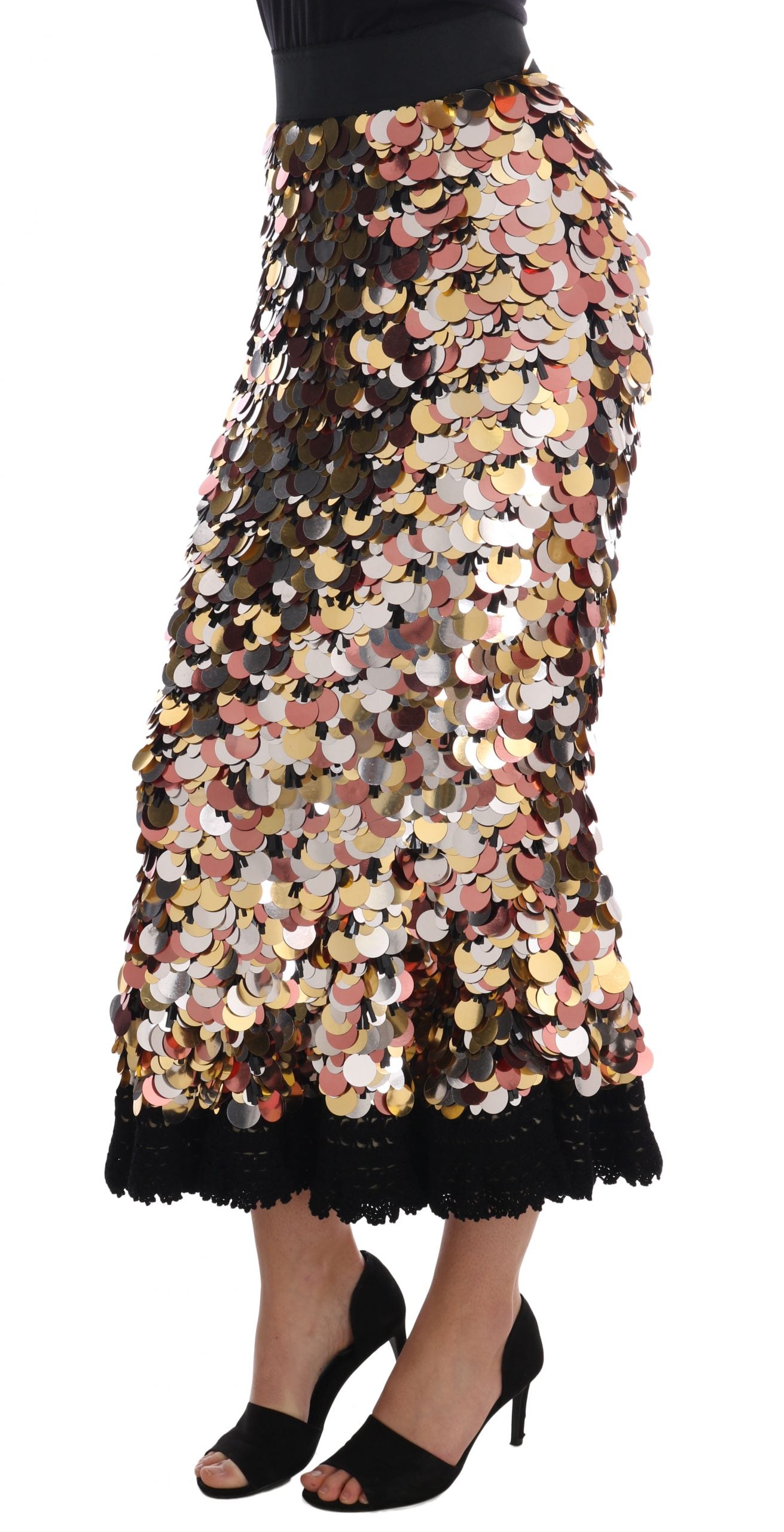 Gouden pailletten peplum rok met hoge taille