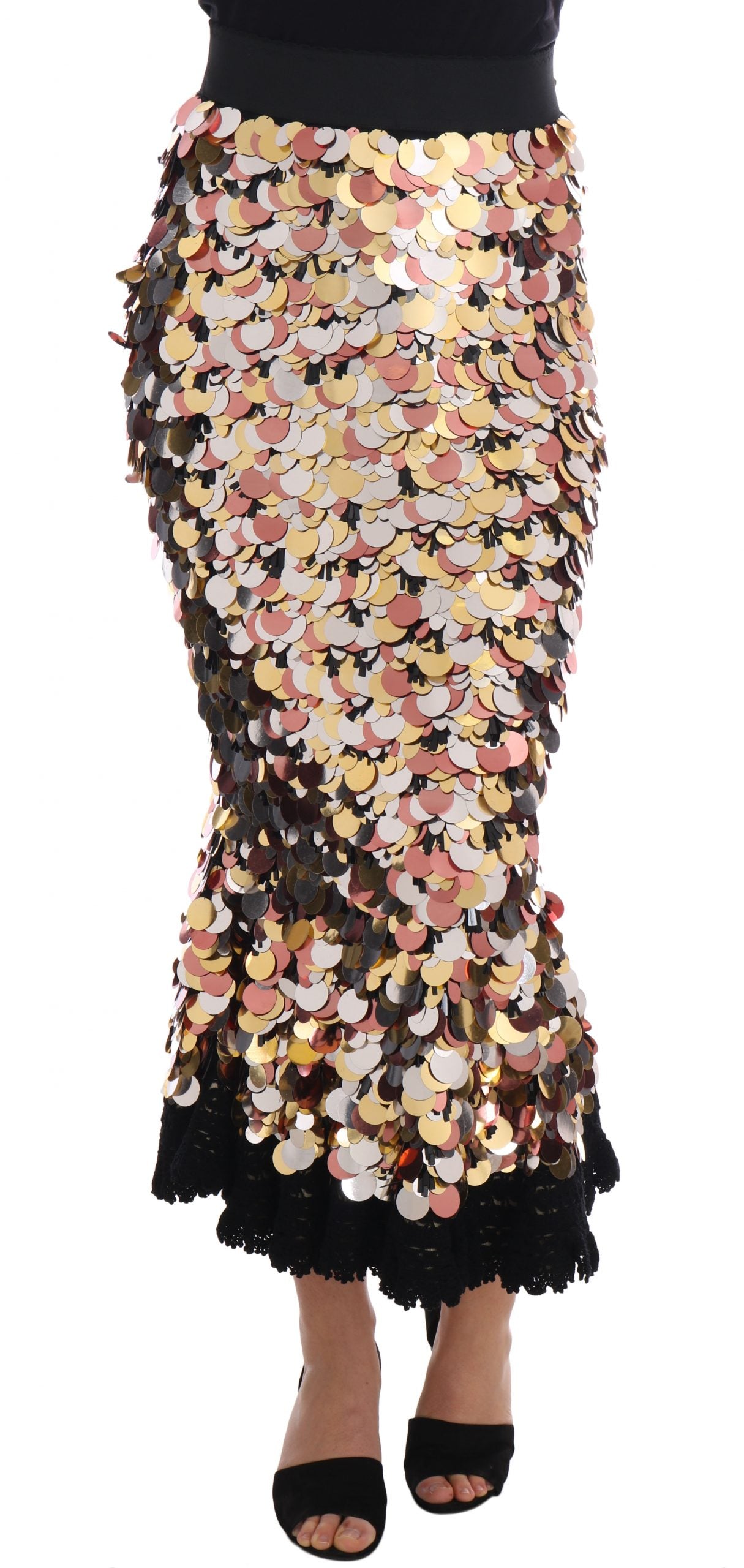 Gouden pailletten peplum rok met hoge taille