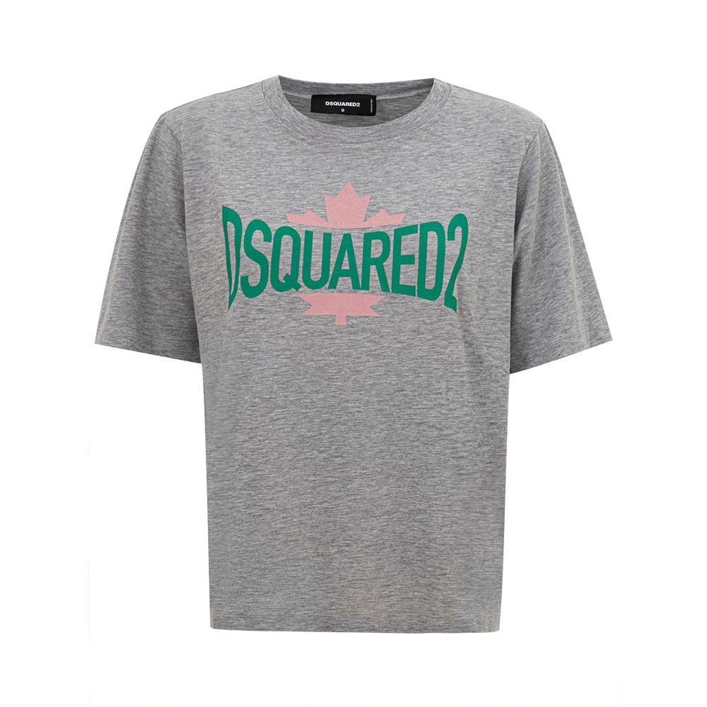 Chique grijze katoenen T-shirt voor de moderne vrouw