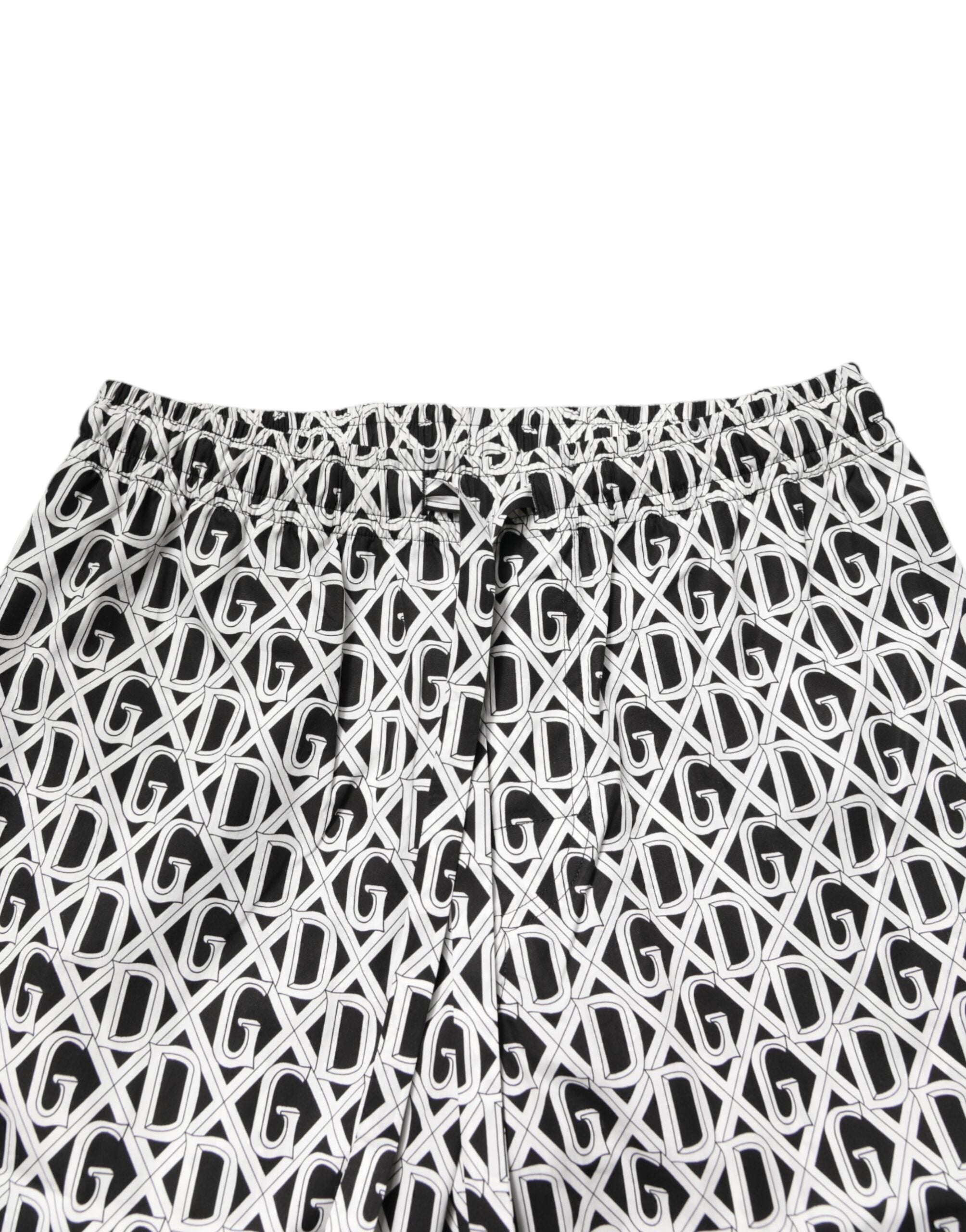 Black White DG Print Cotton Pajama Set Sleepwear