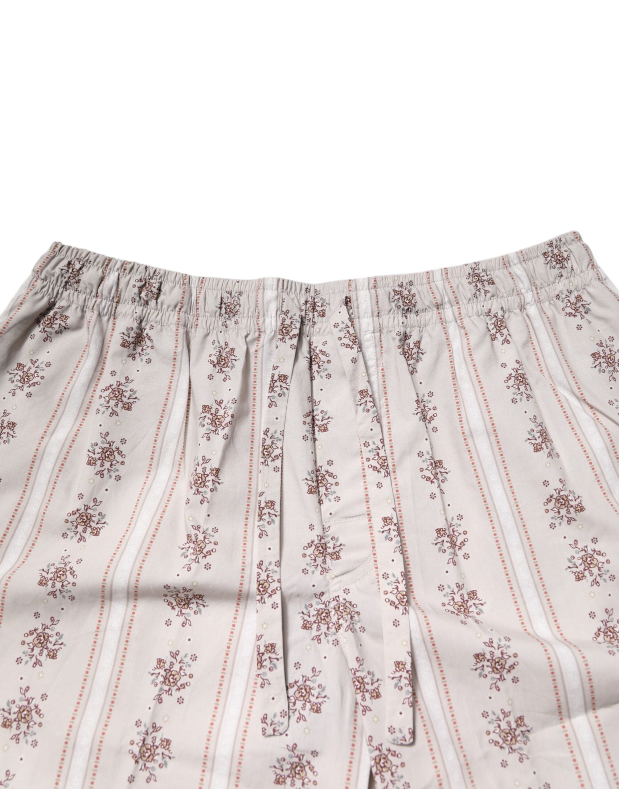 Beige Floral Print Cotton Men Pajama Set Sleepwear