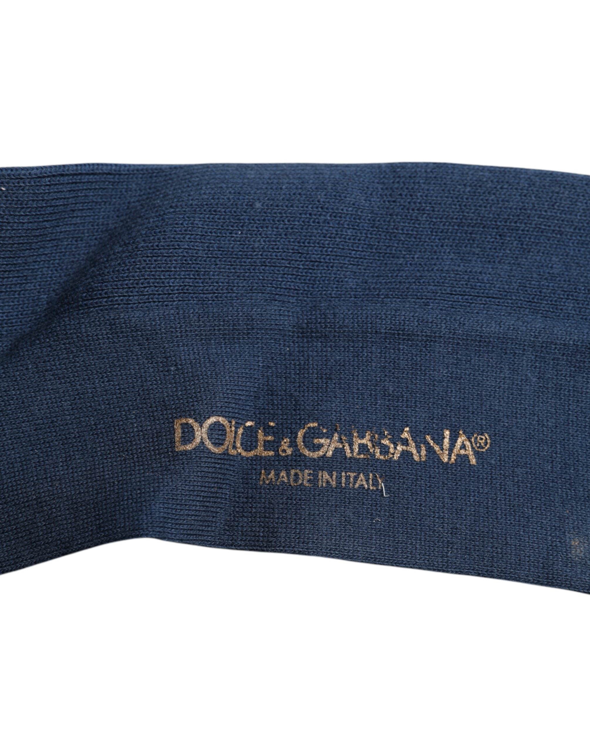 Blue Cotton DG Logo Over The Calf Socks