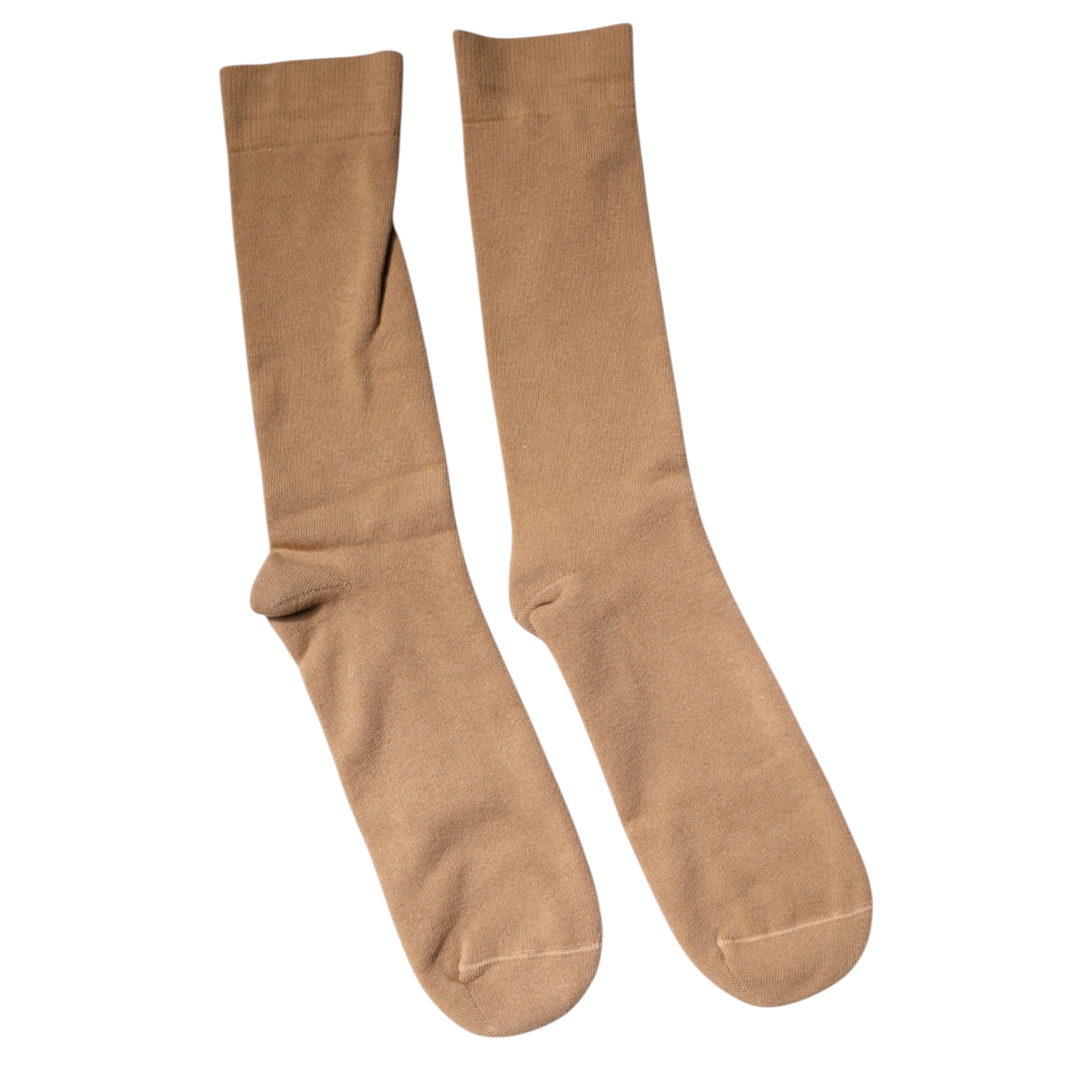 Brown Solid Cotton Mid Calf Men Socks