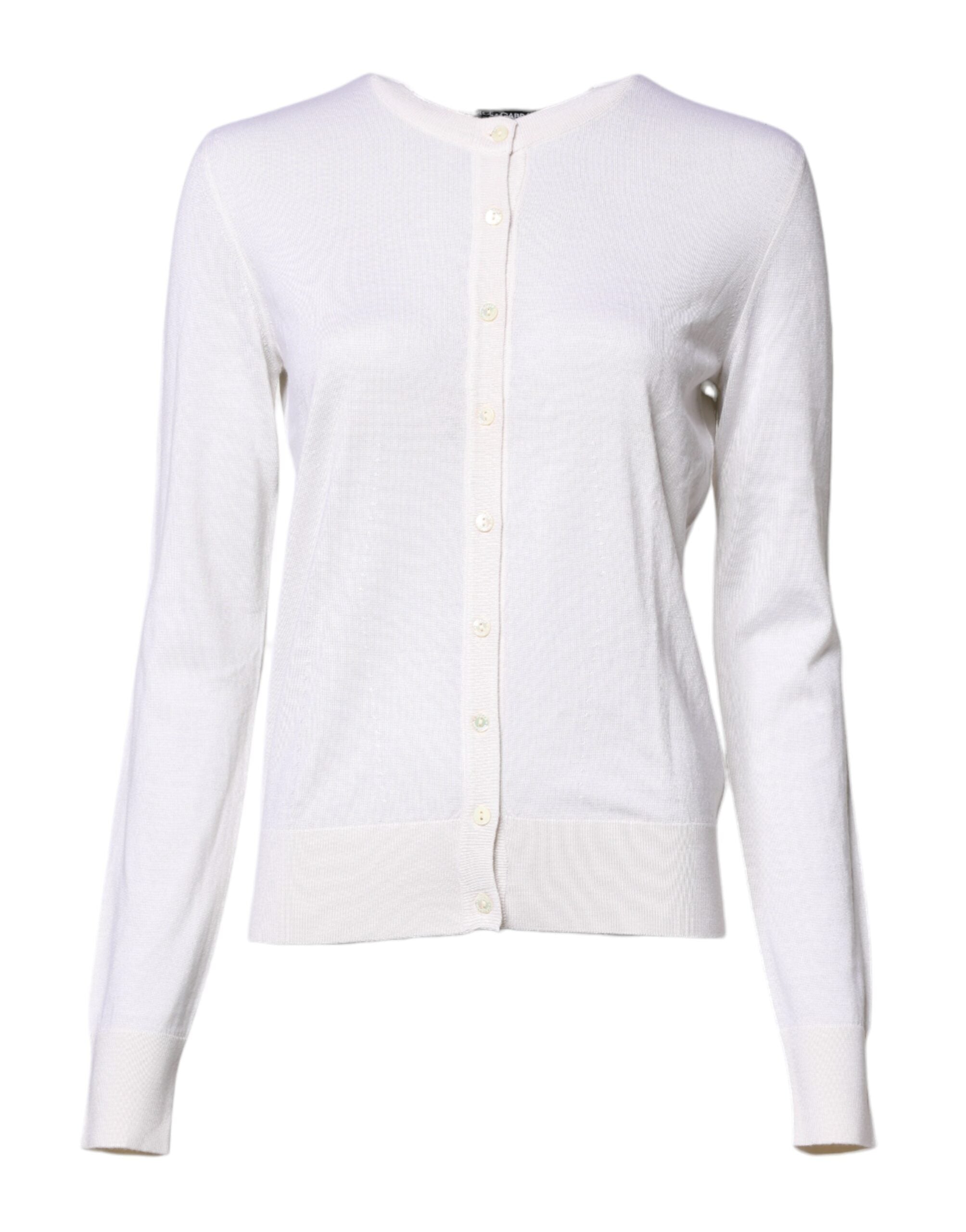 Witte kasjmier trui met ronde hals en top