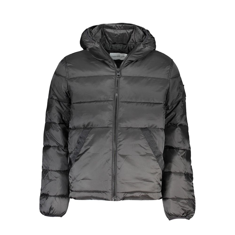 Zwarte polyester herenjas