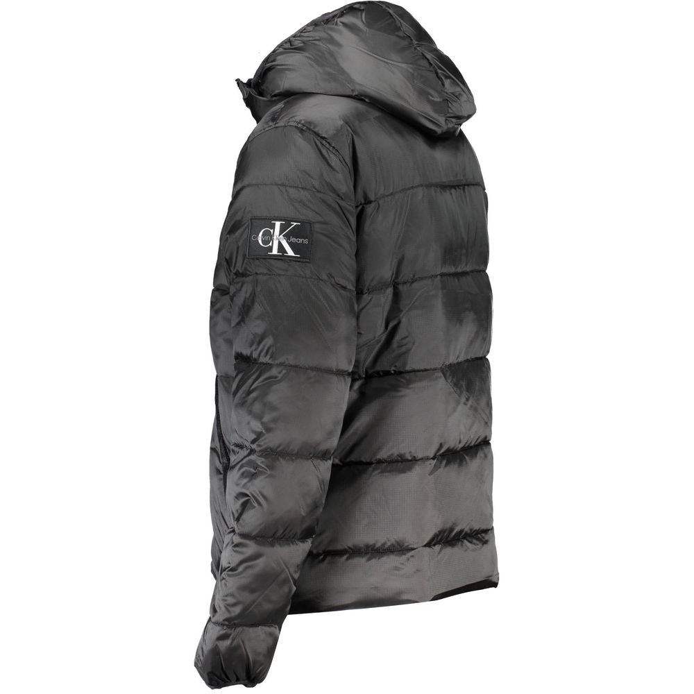 Zwarte polyester herenjas