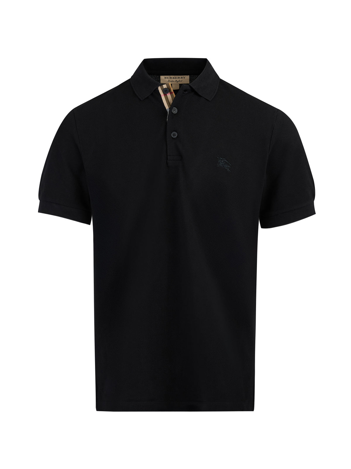 Zwart katoenen poloshirt met kraag