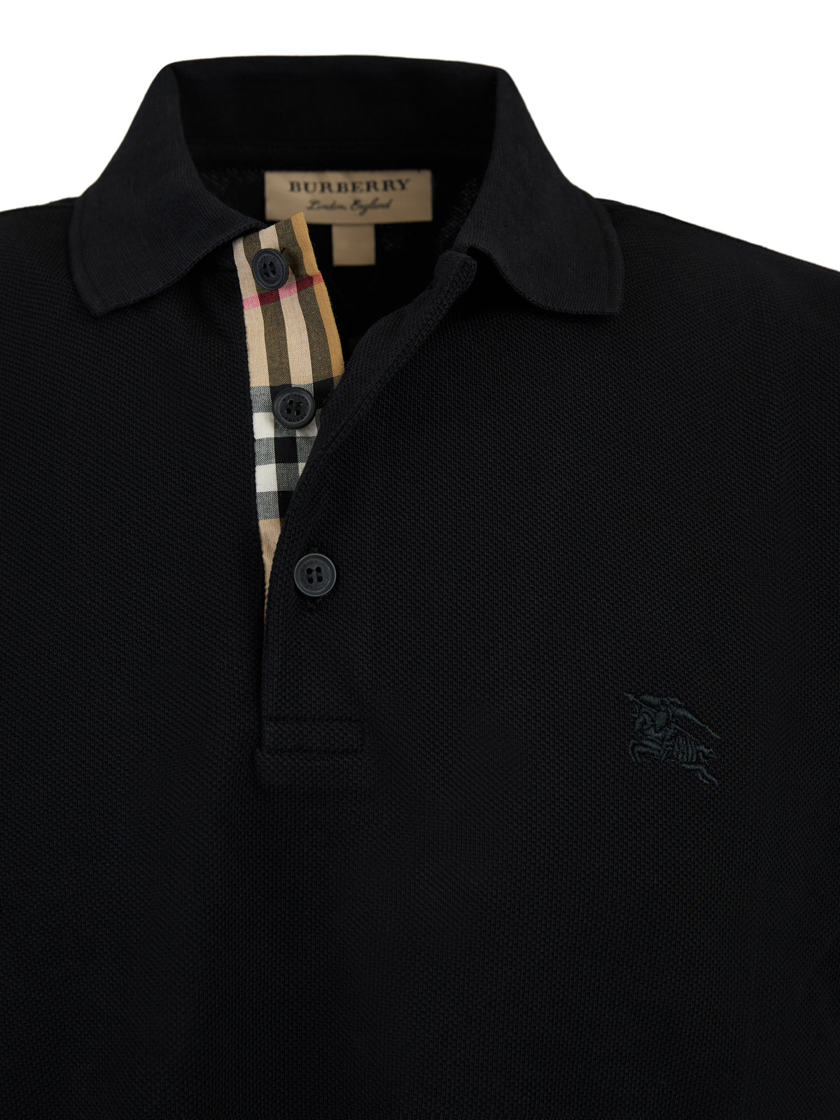 Zwart katoenen poloshirt met kraag