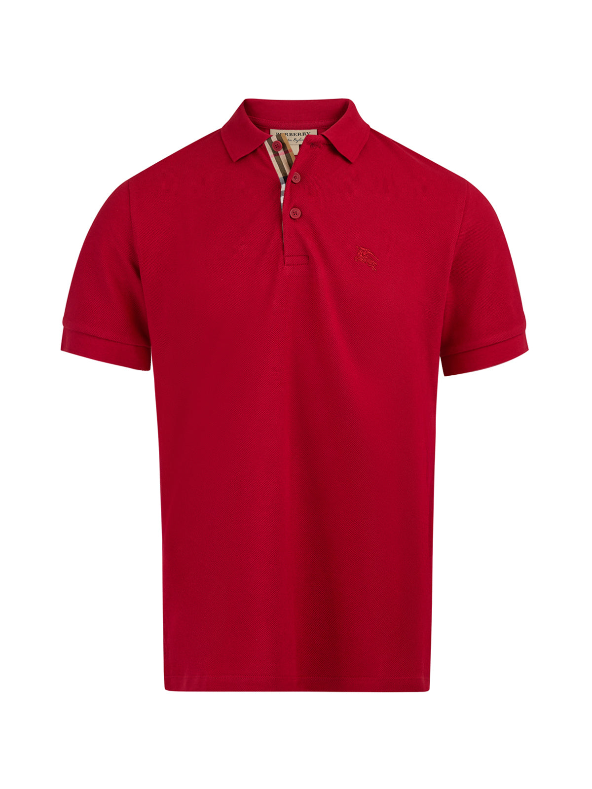 Rood katoenen poloshirt met kraag